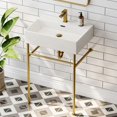 thumbnail image 1 of HOROW 24" Console Bathroom Sink,Free Standing 30 Inch Stainless Steel Support Pedestal Legs, Gold, 1 of 8