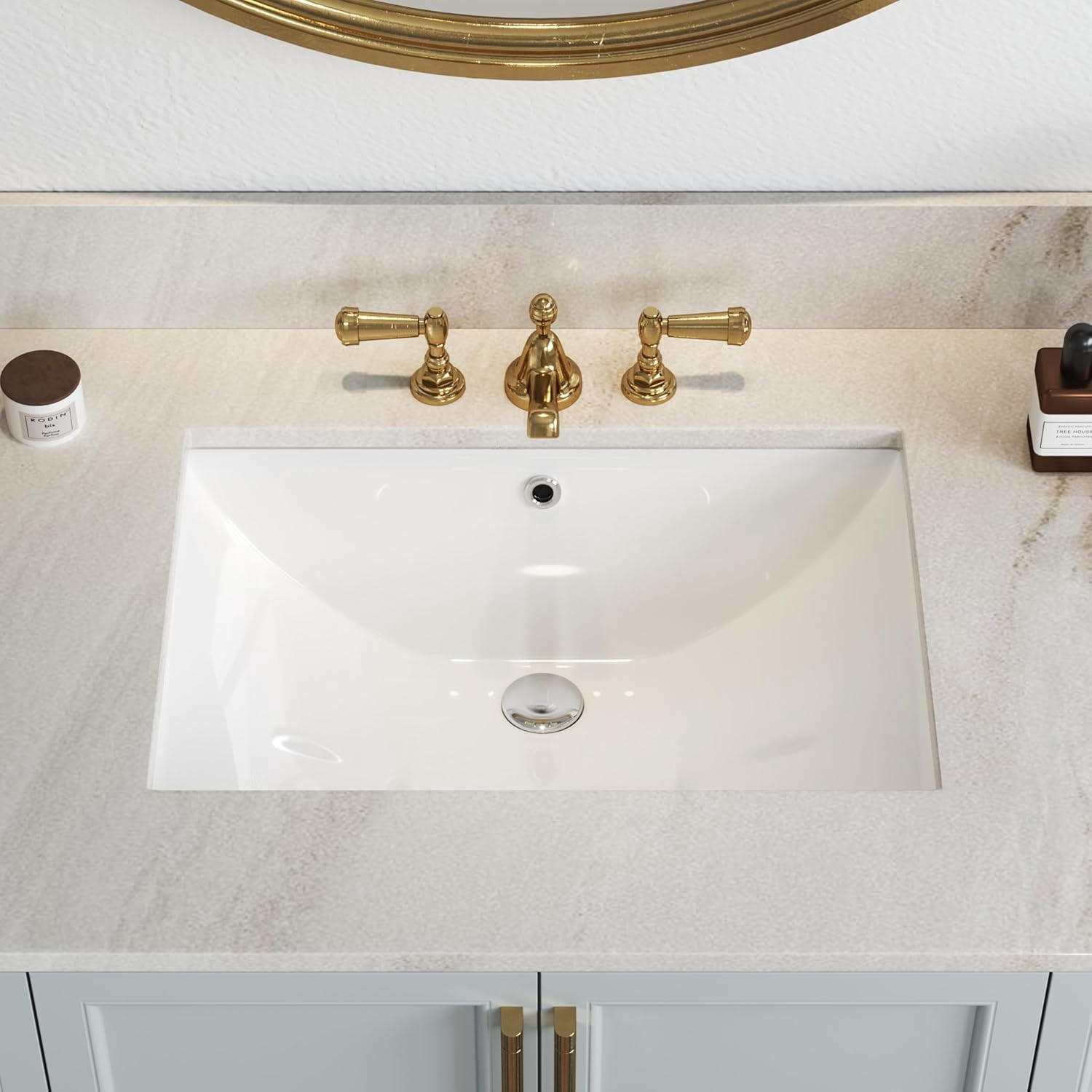 HOROW 24 Inch Undermount Bathroom Sink, 23.6" x 15.7" Rectangular ...