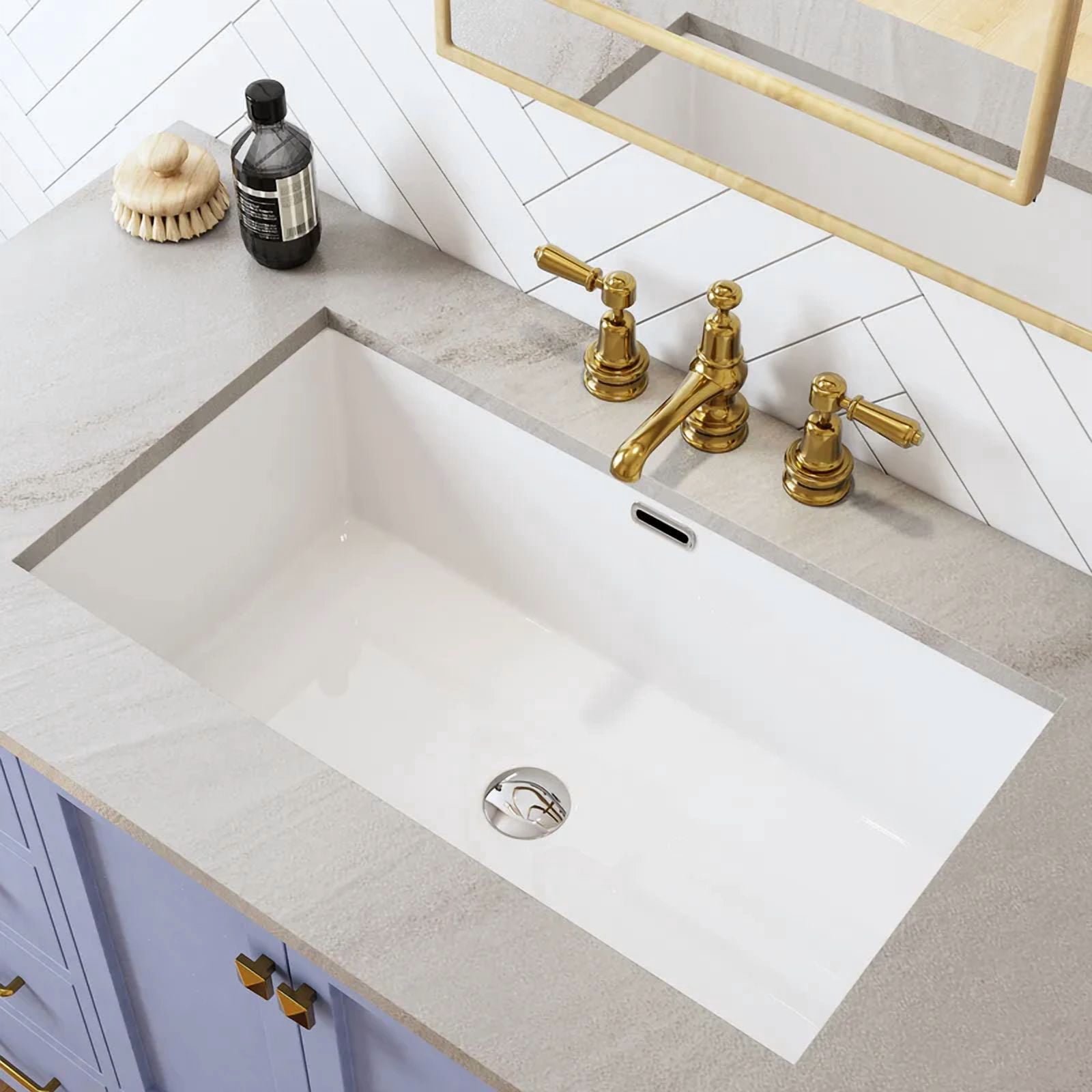HOROW 27.6" X 15.8" Rectangular Ceramic Undermount Bathroom Sink with Overflow Hole