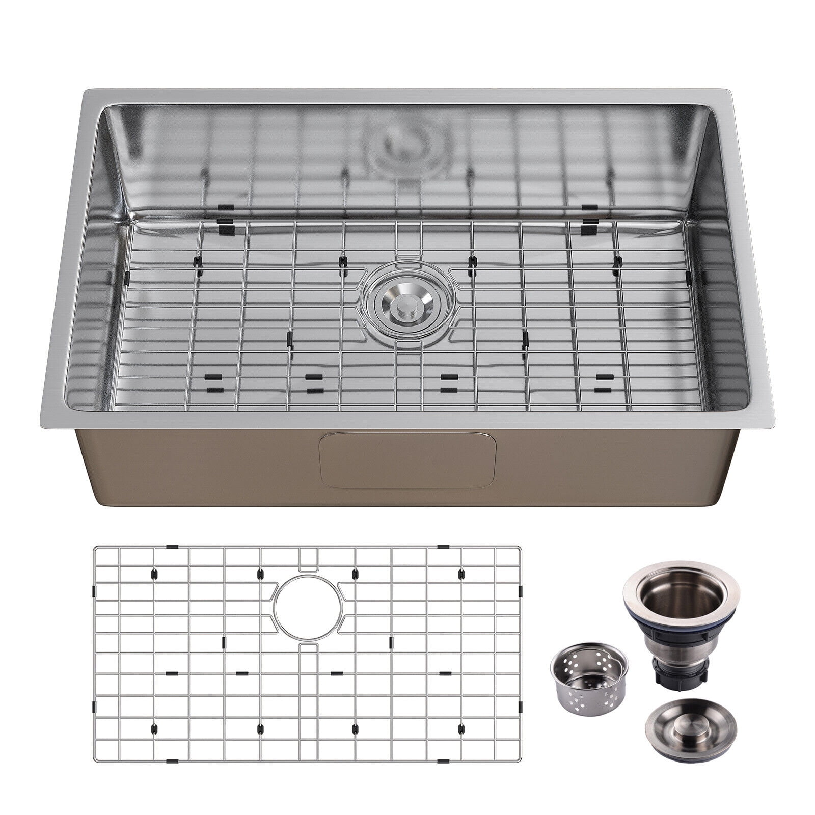 HOROW 32'' Undermount Kitchen Sink 16 Gauge Stainless Steel Sink, ‎Single Bowl with Strainer & Grid
