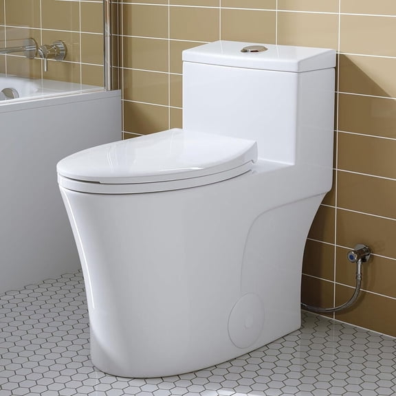 HOROW Compact One Piece Toilet 10" Rough-in Elongated 1.1/1.6 GPF with Comfortable Seat Height 17.3" Dual Flush