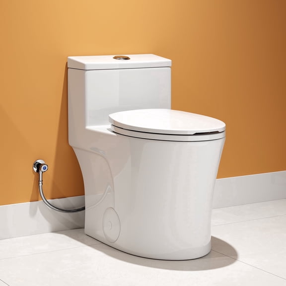 HOROW Compact One Piece Toilet, ADA Height 17.3" Comfort Seat, Elongated Dual Flush 1.1/1.6 GPF