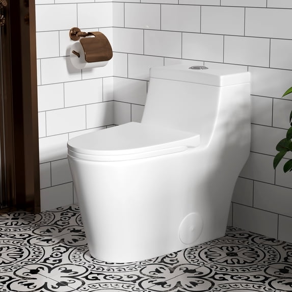 HOROW Dual-Flush 1.28GPF Elongated One-Piece Toilet (Soft Close Seat Included), 12'' Rough-In