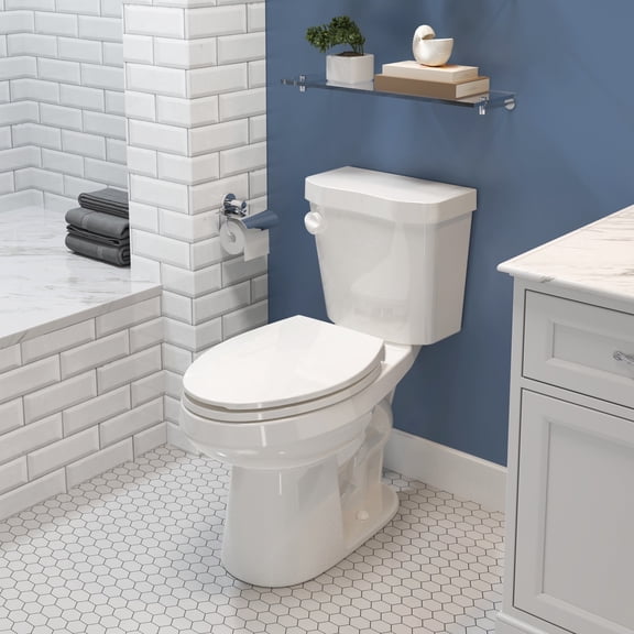 HOROW Elongated Two-Piece Toilet, 1.28 GPF High Efficiency, 17" ADA Chair Height, Floor Mounted Ceramic