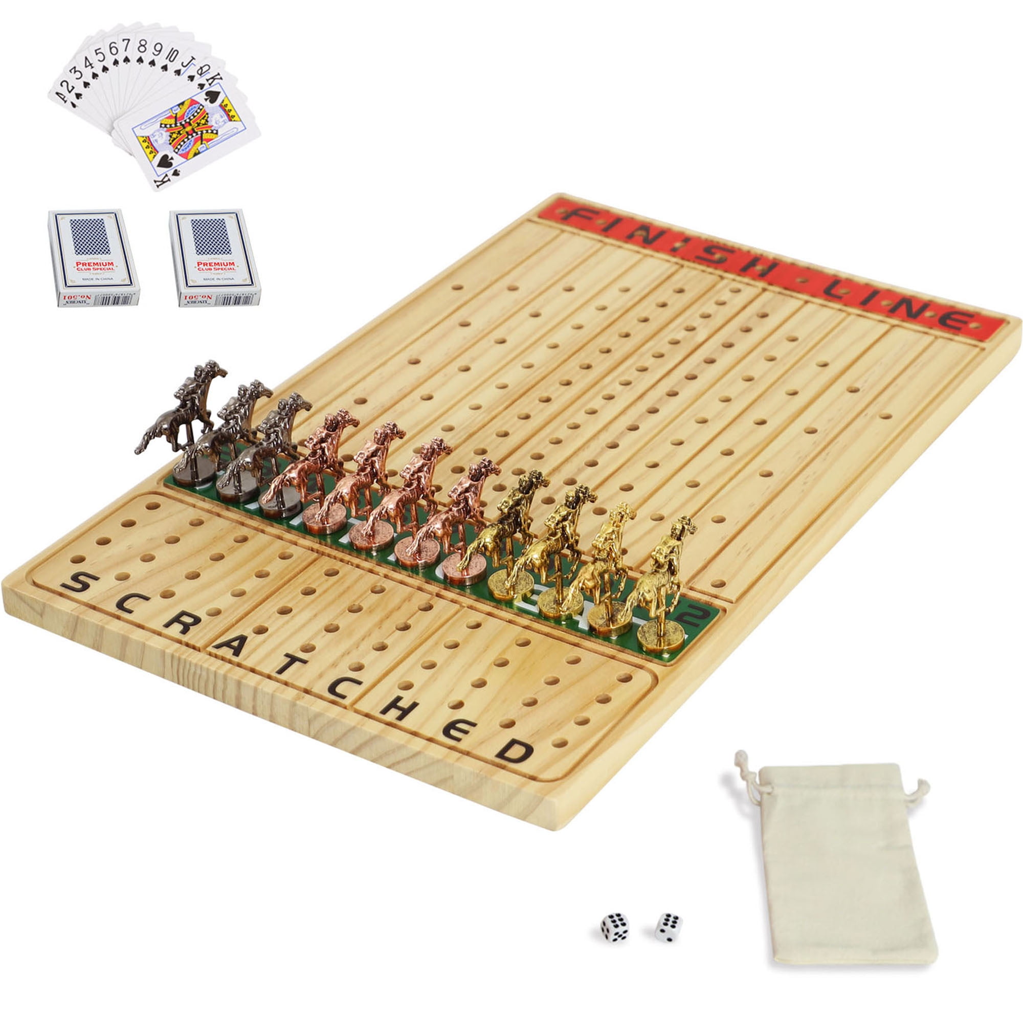 HOROW Horse Race Classic Board Game, Wood Log