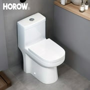 HOROW Liberty 12" Rough-in Compact Dual-Flush Round One-Piece Toilets 1.28GPF Ceramic in White