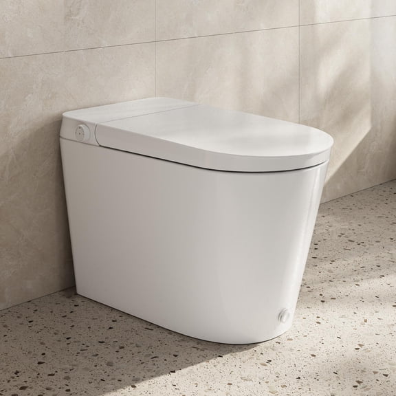 HOROW N30 Non-Electric Bidet Toilet with Auto Flush, Tankless One-Piece, Powerful 1.22 GPF, Battery Operated, 12" Rough-In