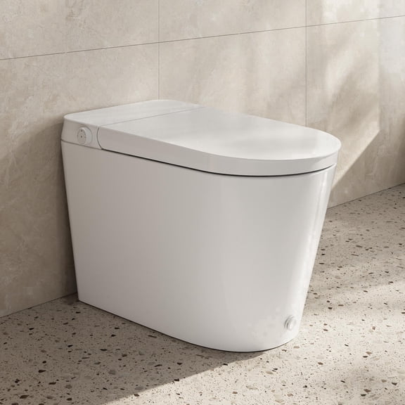 HOROW Non-Electric Bidet Toilet with Auto Flush N30 Tankless One-Piece Powerful 1.22 GPF Battery Operated 12" Rough-In