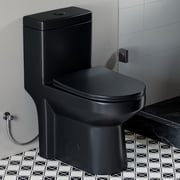 HOROW One-Piece 12 Rough-in 0.8/1.28 GPF Dual Top Flush Toilet with Soft Closing UF Seat in Matte Black