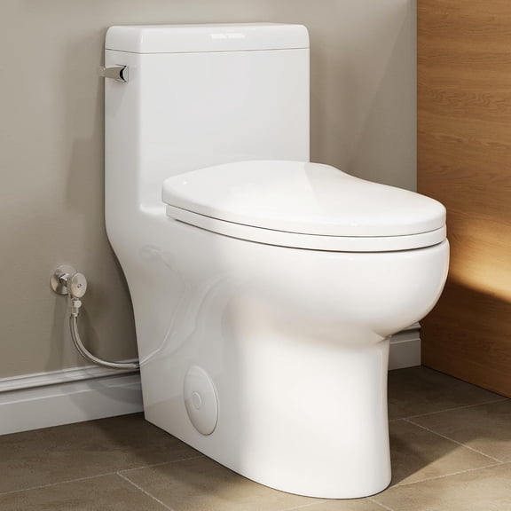 HOROW Toilet One Piece WaterSense High-Efficiency 1.28 GPF Elongated Soft Closing Seat Single Flush 12" Rough-in
