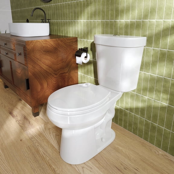 HOROW Round Two-Piece Toilet, 1.28 GPF Dual Flush Chair Height Toilet with Soft Close Seat & Installation Kit