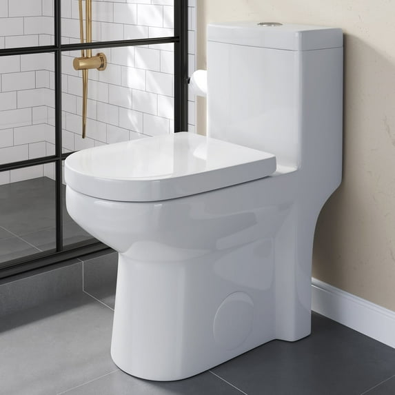 HOROW High Efficiency Small One Piece Toilet, Dual Flush 1.28GPF, 10 ...