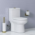 thumbnail image 1 of HOROW Small One Piece Toilets w/ Seat High Short Compact Bathroom Commode Water Closet 12'' Rough-in, 1 of 12