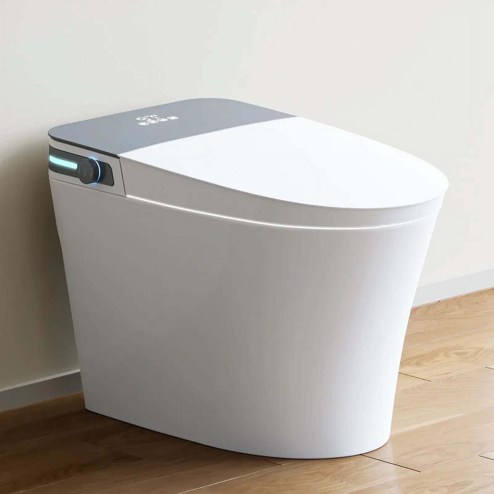 White Vitreous China Elongated Smart Bidet Toilet with Heated Seat
