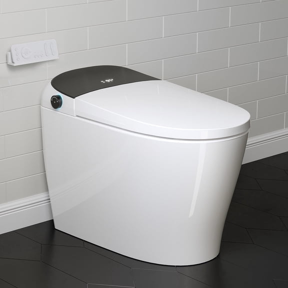 HOROW T03B Bidet Smart Toilet, Elongated One-Piece with Heated Seat, Auto Flush, Warm Air Dryer, LED Display, Night Light, 1.28 GPF
