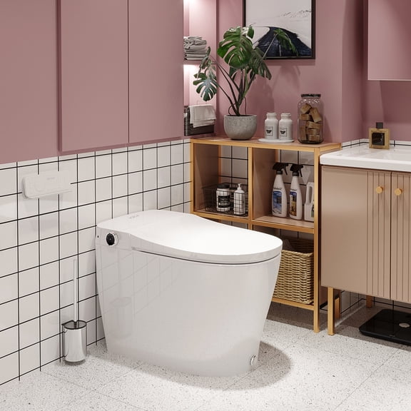 HOROW T05 Smart Bidet Toilet, Auto Open/Close Lid with Built-in Tank, Heated Seat, Instant Warm Water, Warm Air Dryer, Foot Kick Flush