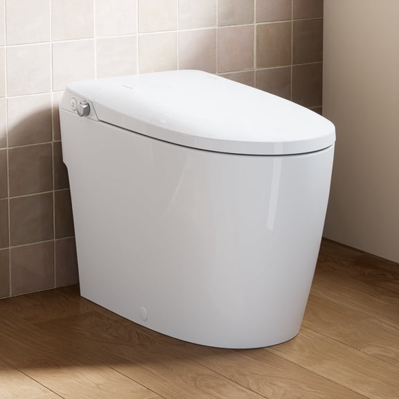 HOROW T30 Non-Electric Smart Bidet Toilet, Power-Free with Dual Wash Nozzles, ADA Chair Height, Foot Kick Flush, Soft-Close Seat