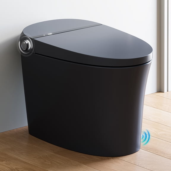 HOROW T36 Black Smart Bidet Toilet, Auto Open/Close Lid, Built-in Pump Dual Flush, Heated Seat 6-Level, Warm Air Dryer, 12" Rough-In
