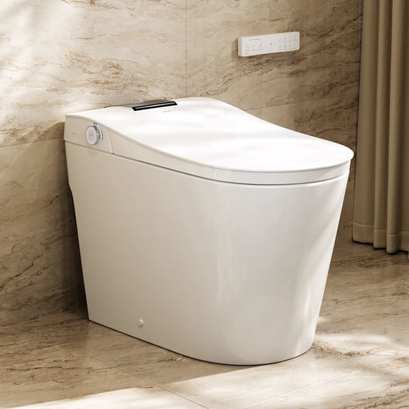 HOROW Smart Toilet T39 Luxury Bidet Elongated ADA Height with Anti-Splatter Foam Shield Heated Seat & Instant Warm Water Smart Display Night Light for Bathroom Remodel