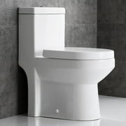 HOROW Upgraded One-Piece 0.8/1.28+ Dual Flush Ultra Ceramic Modern Compact Small Toilets with Elegant Side Holes for Bathrooms