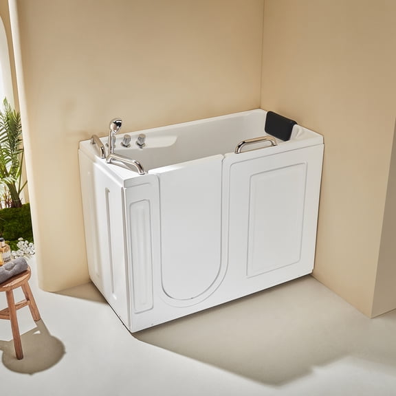 HOROW WT52-L 52.5" x 26.5" Acrylic Walk-in Soaking Bathtub, with Shower Head and Faucet, Easy Entry for Seniors & Mobility Needs