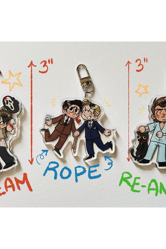 HORROR KEYCHAINS (Scream, Re-Animator, Rope) (1 keychain)