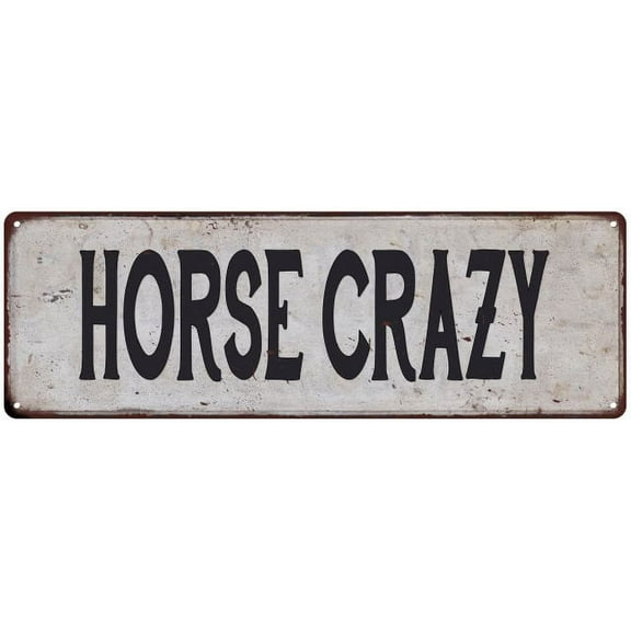 HORSE CRAZY Vintage Look Rustic 6x18 Metal Sign Chic Retro 106180035096