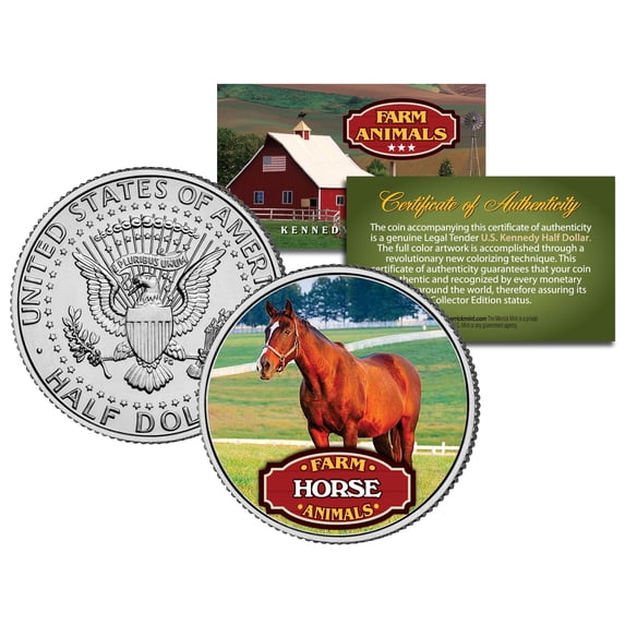 HORSE * Collectible Farm Animals * JFK Kennedy Half Dollar U.S. Colorized Coin