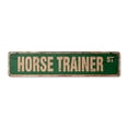 thumbnail image 1 of HORSE TRAINER Vintage Plastic Street Sign racing riding show rodeo race | Indoor/Outdoor |  36" Wide, 1 of 4