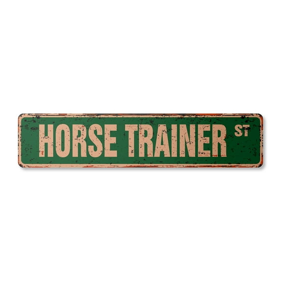HORSE TRAINER Vintage Plastic Street Sign racing riding show rodeo race | Indoor/Outdoor | 36" Wide