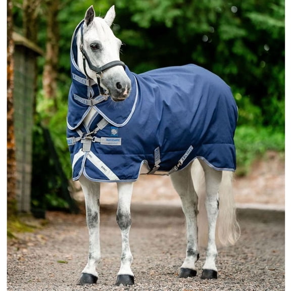 HORSEWARE IRELAND Rhino Plus Pony Turnout 250g, Color: Navy/Titanium Gray & Classic Blue, Size: 57