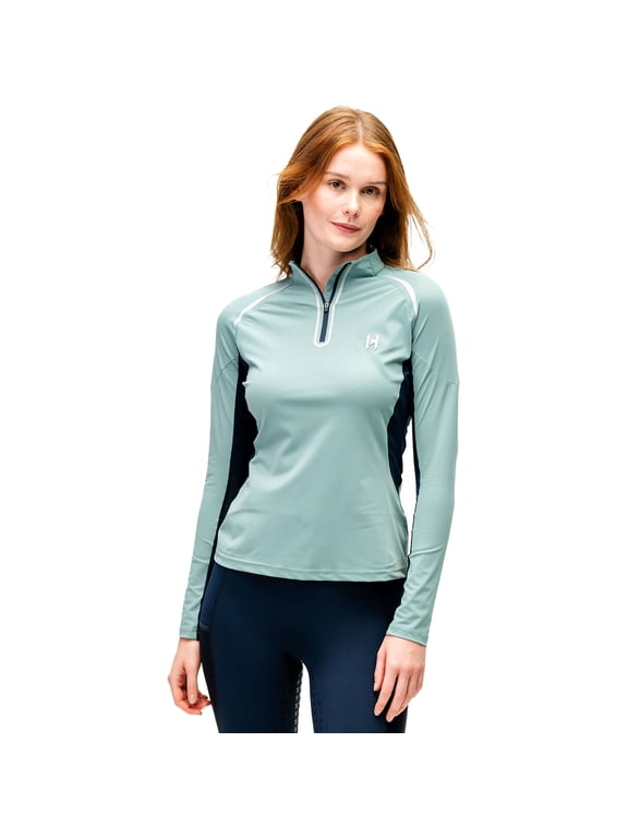 IRELAND Women's Stamina Long Sleeve 1/4 Zip Top, Color: Sage, Size: L