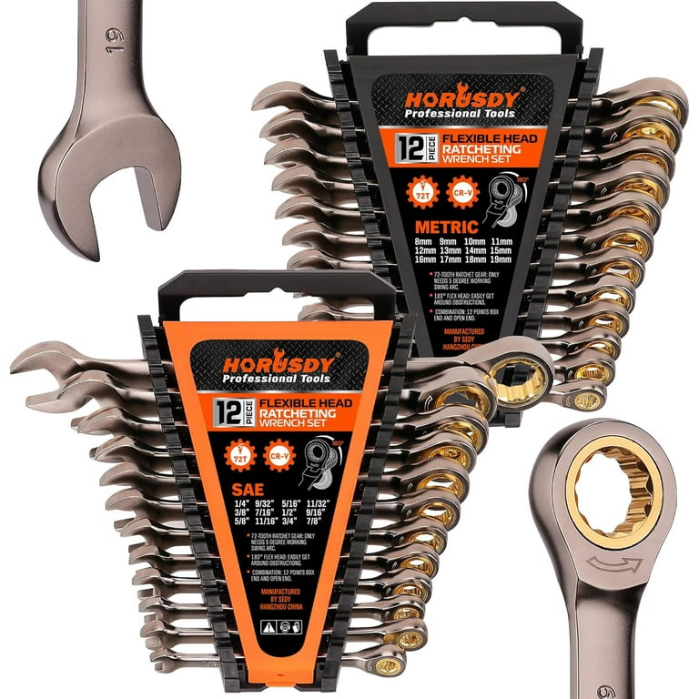 Chrome Vanadium Steel 72-Teeth Pro-Gear Combination Spanner Set, 7 Pieces Chrome Vanadium Steel 72-Teeth Pro-Gear Combination Spanner Set, 7 Pieces