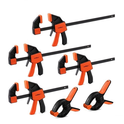 HORUSDY 6-Pack Wood Clamps for Woodworking, 12" and 6" Bar Clamps, Wood Working Clamp Sets, Quick Clamps F Clamp with 150 LBS Load Limit (6-Pack)