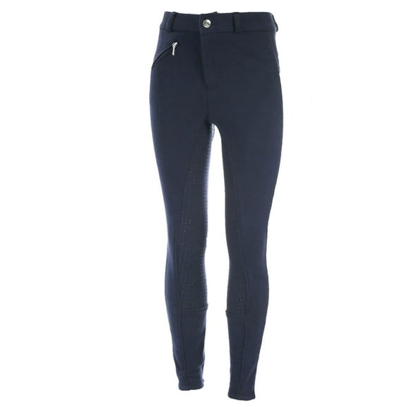 HORZE Active Kids' Unisex Silicone Grip Full Seat Horseback Riding Breeches - Peacoat Dark Blue - M