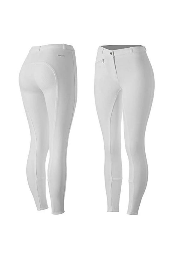 Active Women's Horse Riding Pants Breeches - Silicone Full Seat - White - Size 26
