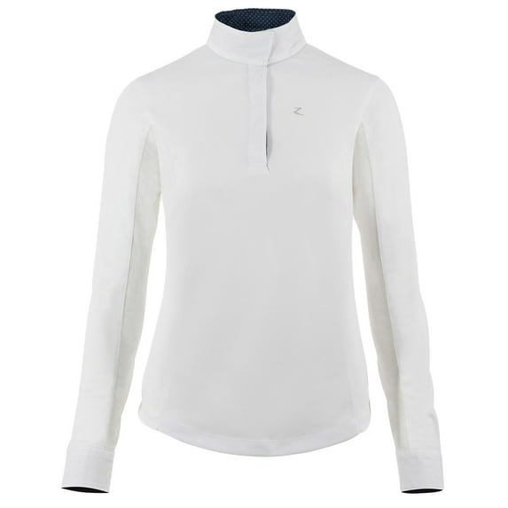 HORZE Blaire Women's Long-Sleeved Functional Show Shirt, Color: White/Dark Navy, Size: 12 (33209-WH/VDB-12)