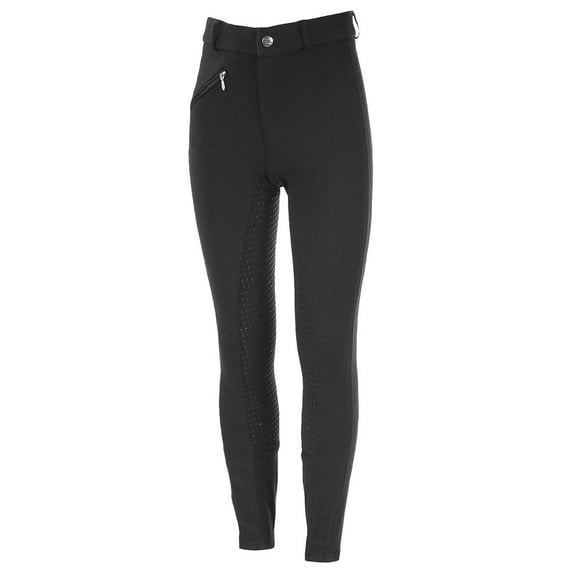 HORZE Child Unisex Active Silicone Grip Full Seat Breeches, Color: Black, Size: M (36278-BL-M)