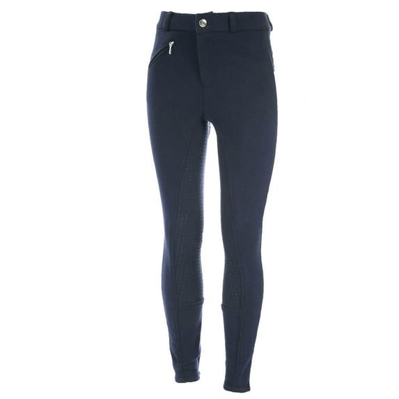HORZE Child Unisex Active Silicone Grip Full Seat Breeches, Color: Peacoat Dark Blue, Size: S