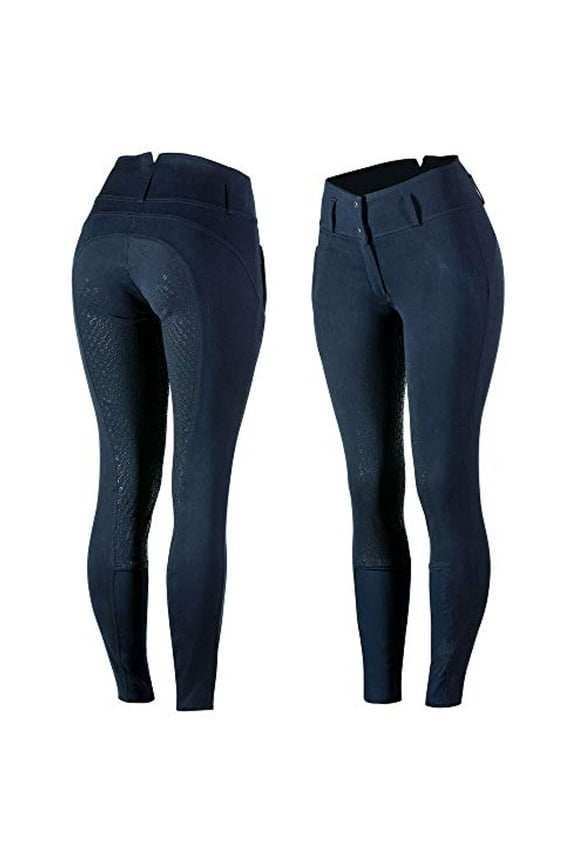 Daniela High Waist Comfortable Equestrian Riding Breeches with Silicone Full Seat - Dark Navy - US 26