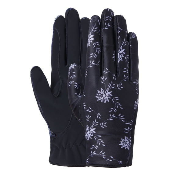 HORZE Edina Women's Elastic Equestrian Riding Gloves with Suede Grip and Flower Design