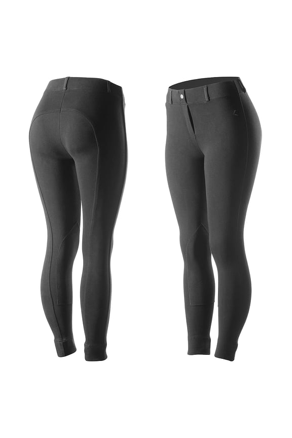 Ella Womens Pull On Knee Patch Breeches Soft Slightly Stretchy Black