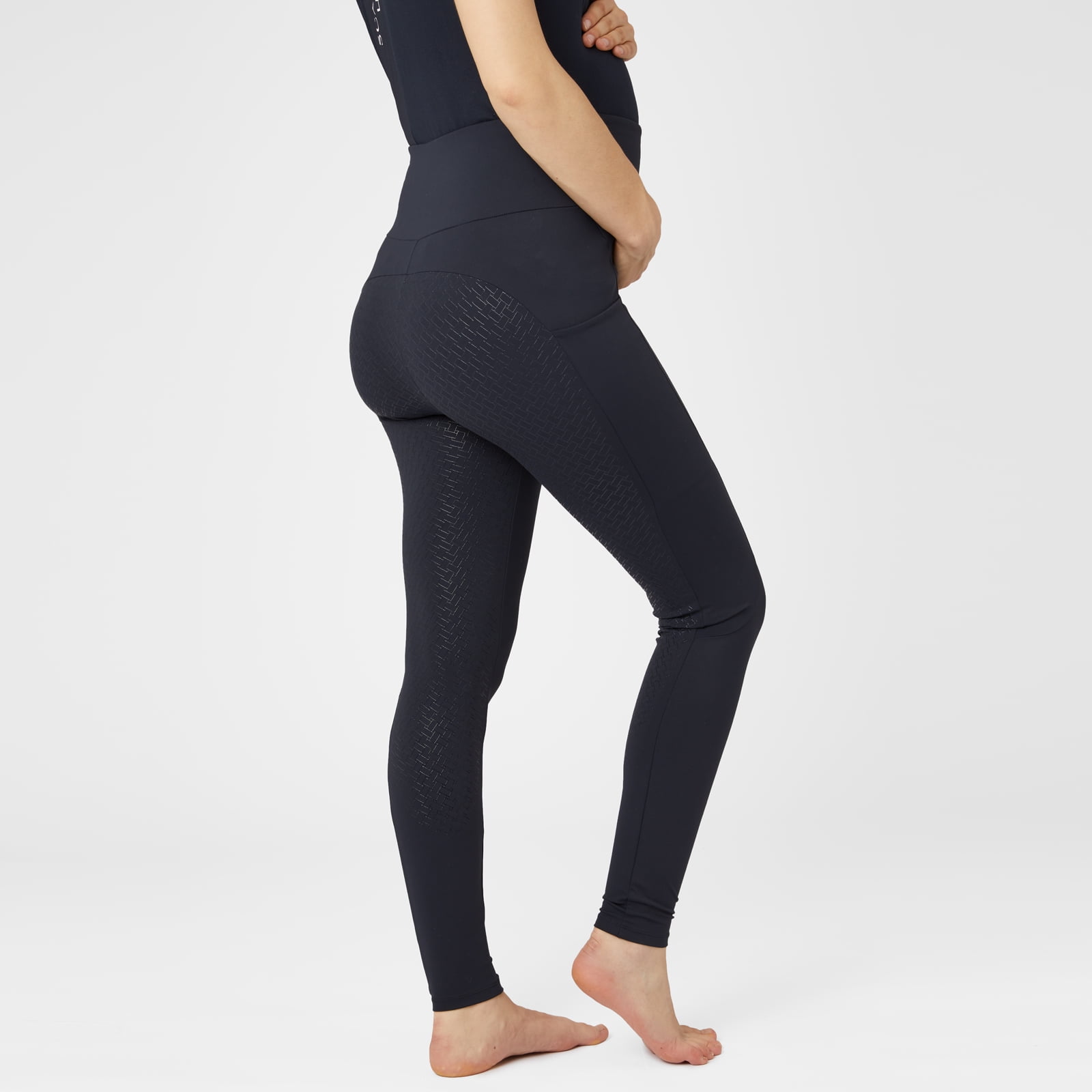 HORZE Ginny Maternity Women's High Waist Silicone Full Seat Riding Tights  with Phone Pockets 
