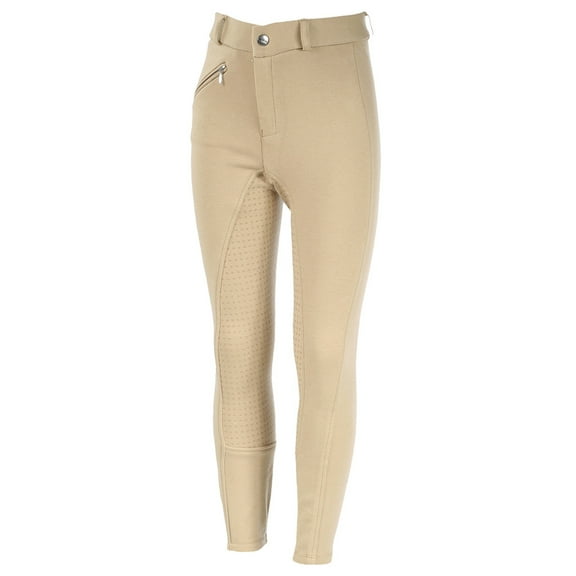 HORZE  Kids Active Silicone Grip Full Seat Breeches, Color: Tan, Size: L (36278-LBR-L)