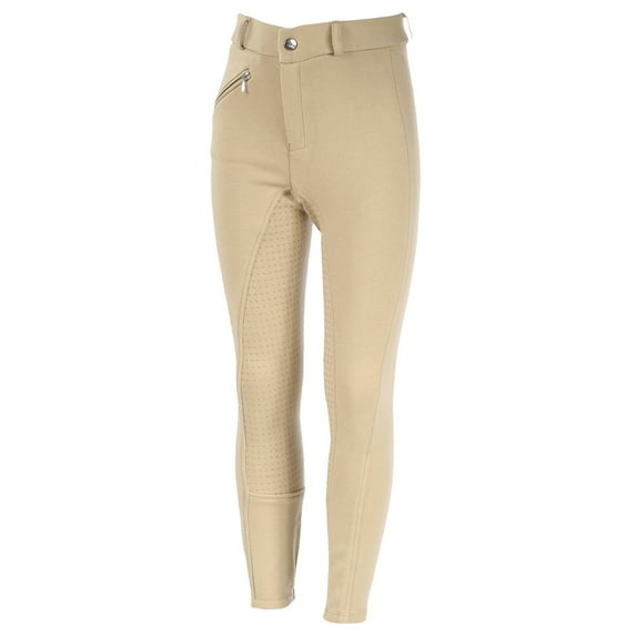 HORZE Kids Active Silicone Grip Full Seat Breeches, Color: Tan, Size: XXL (36278-LBR-XXL)