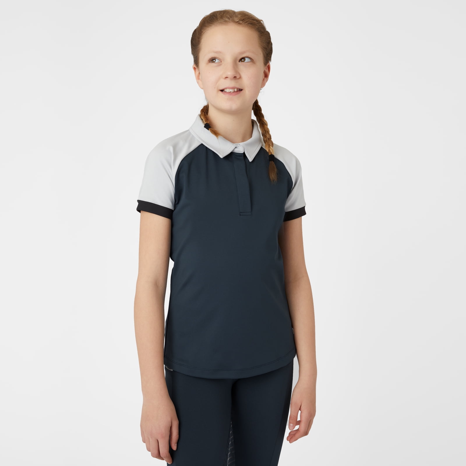 HORZE Laura Kids' Equestrian Moisture Wicking Short Sleeve Training Shirt with Mesh