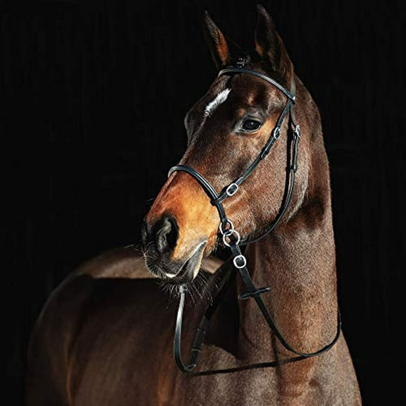 HORZE Leather Bitless Bridle - COB, Black(BL)