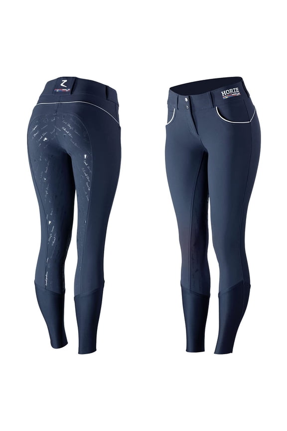 Nordic Performance Sporty Silicone Grip Full Seat Equestrian Horseback Riding Pants Breeches - Peacoat Dark Blue - US 24