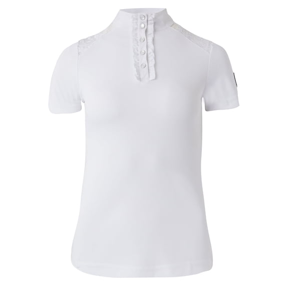 HORZE Sianna Women's Short Sleeve Breathable Equestrian Show Shirt with Lace Shoulders