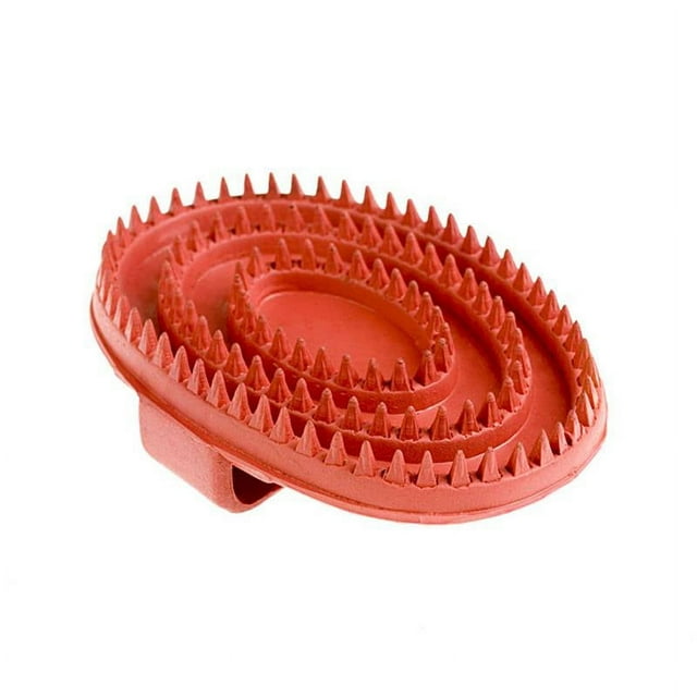 HORZE Soft Rubber Curry Comb Brush with Handle for Horses, Dogs, Cats